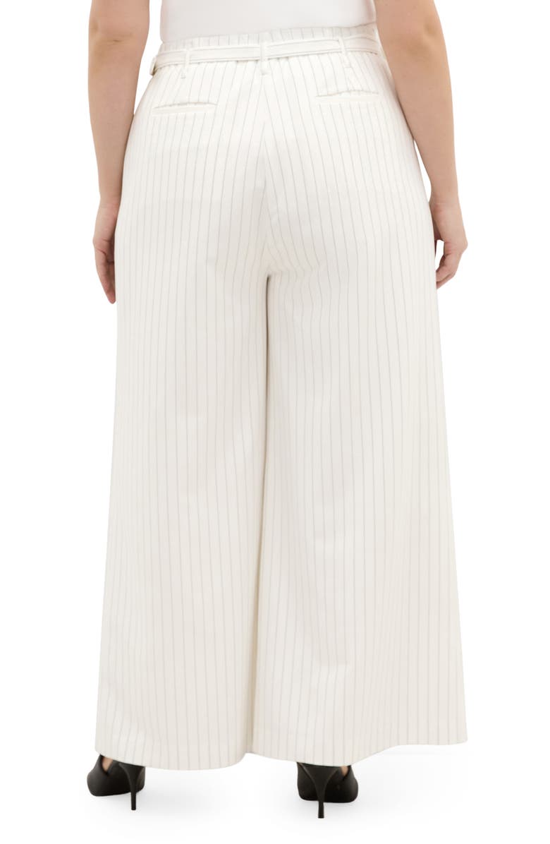 City Chic Belted Pinstripe Wide Leg Pants, Alternate, color,