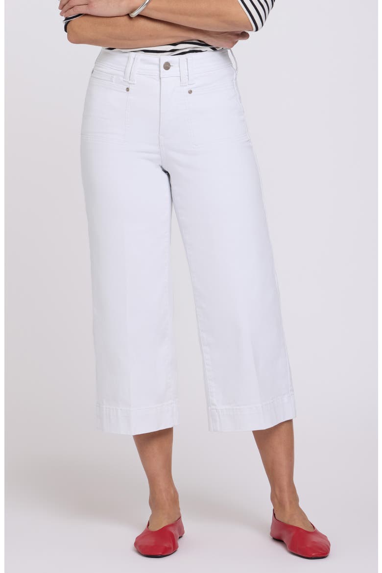 Brigitte Patch Pocket High Waist Wide Leg Capri Jeans, Main, color, OPTIC WHITE