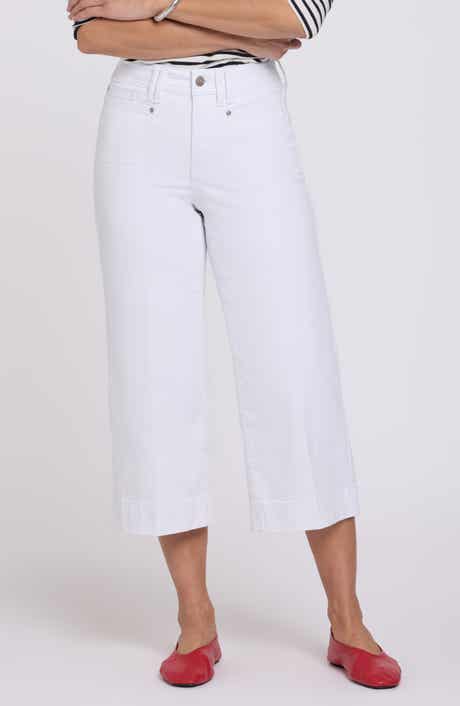 Brigitte Patch Pocket High Waist Wide Leg Capri Jeans