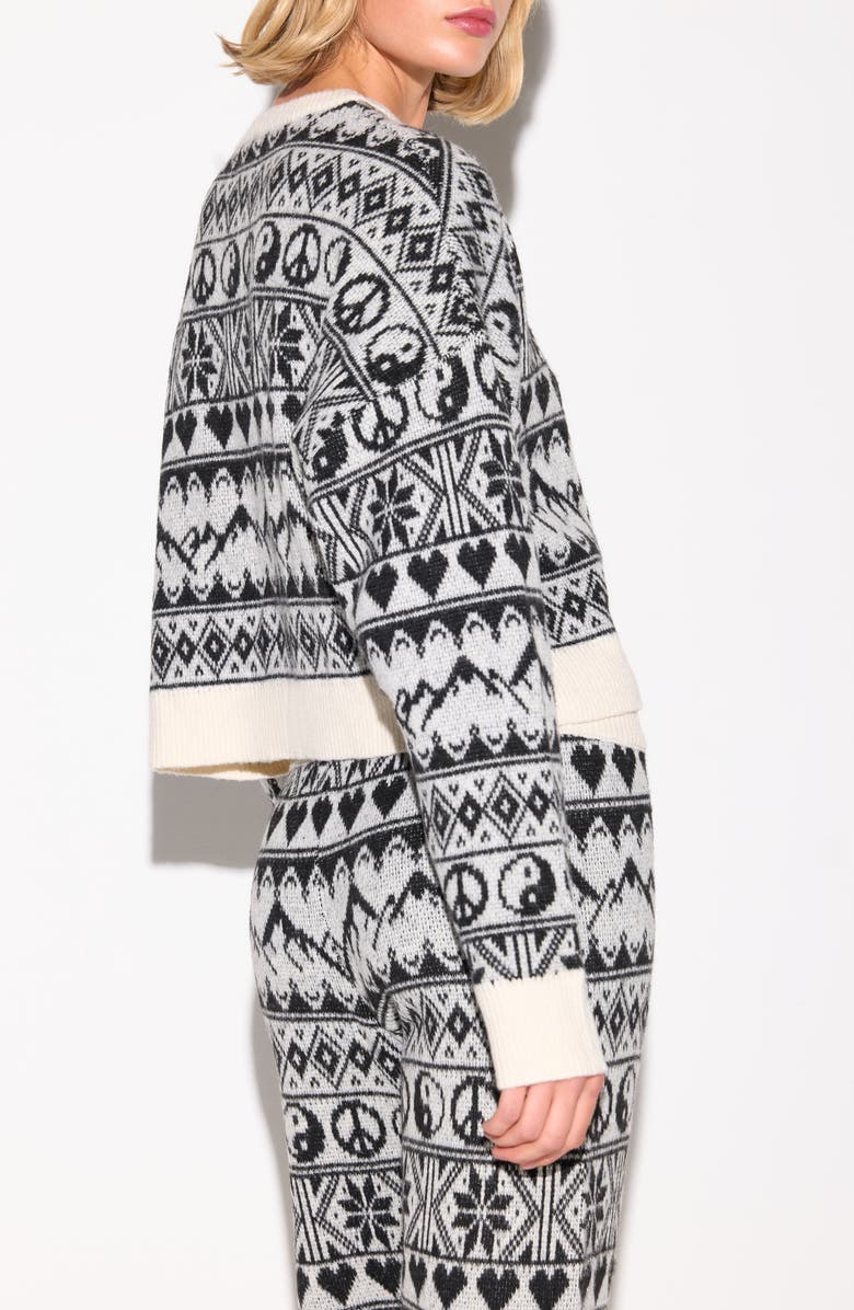 Spiritual Gangster Fair Isle Diamond Crewneck Sweater, Alternate, color, Winter White