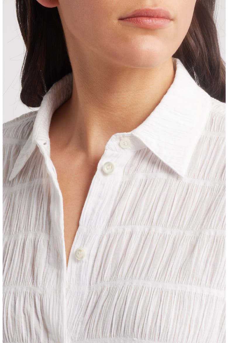 The Smocked Button-Up Shirt, Alternate, color, WHITE