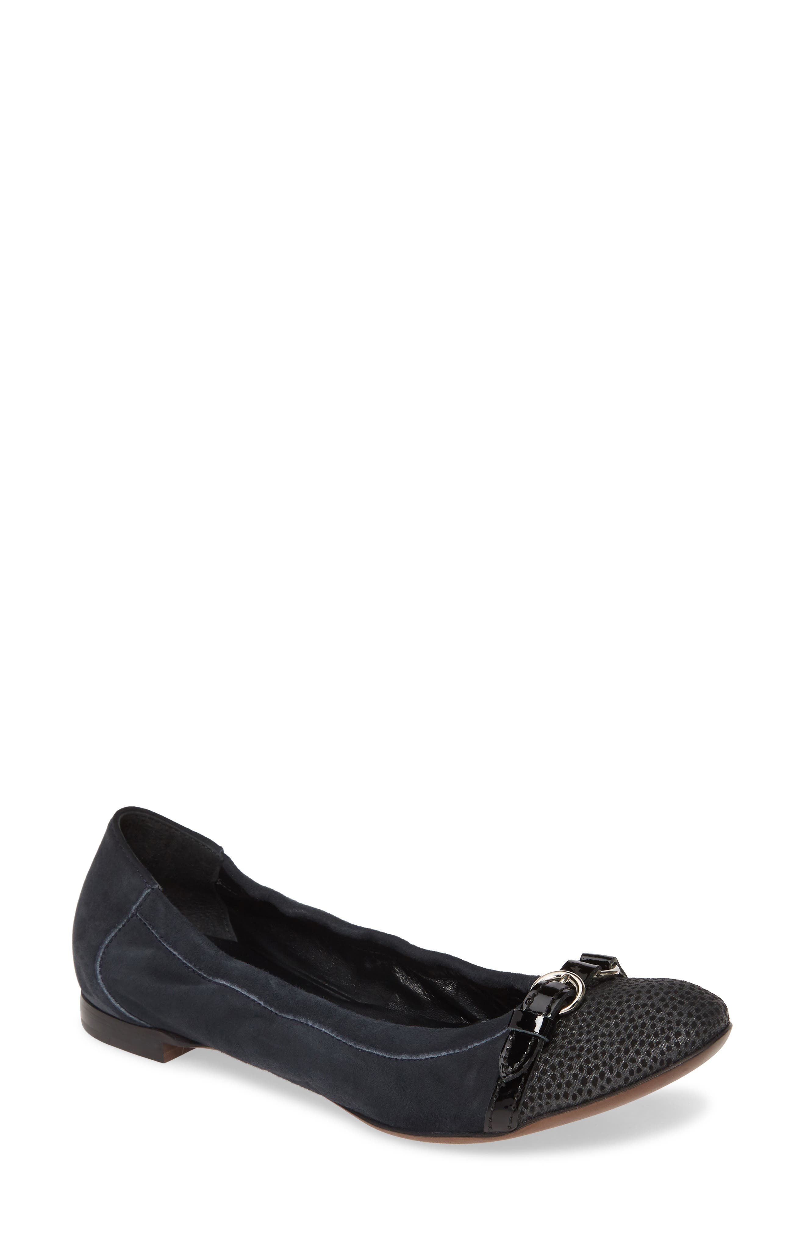 Monika Cap Toe Ballet Flat, Main, color, GREY SUEDE/ GREY MINI LEOPARD