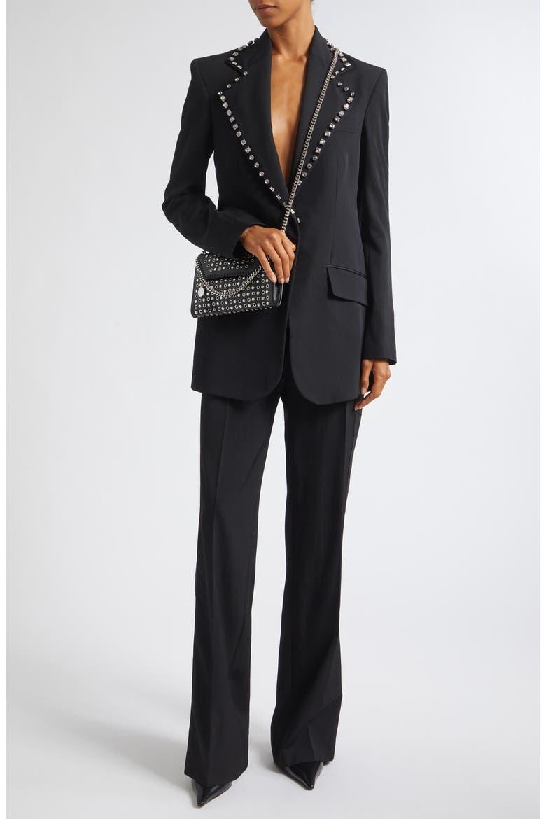 Embellished Wool Blazer, Alternate, color, BLACK