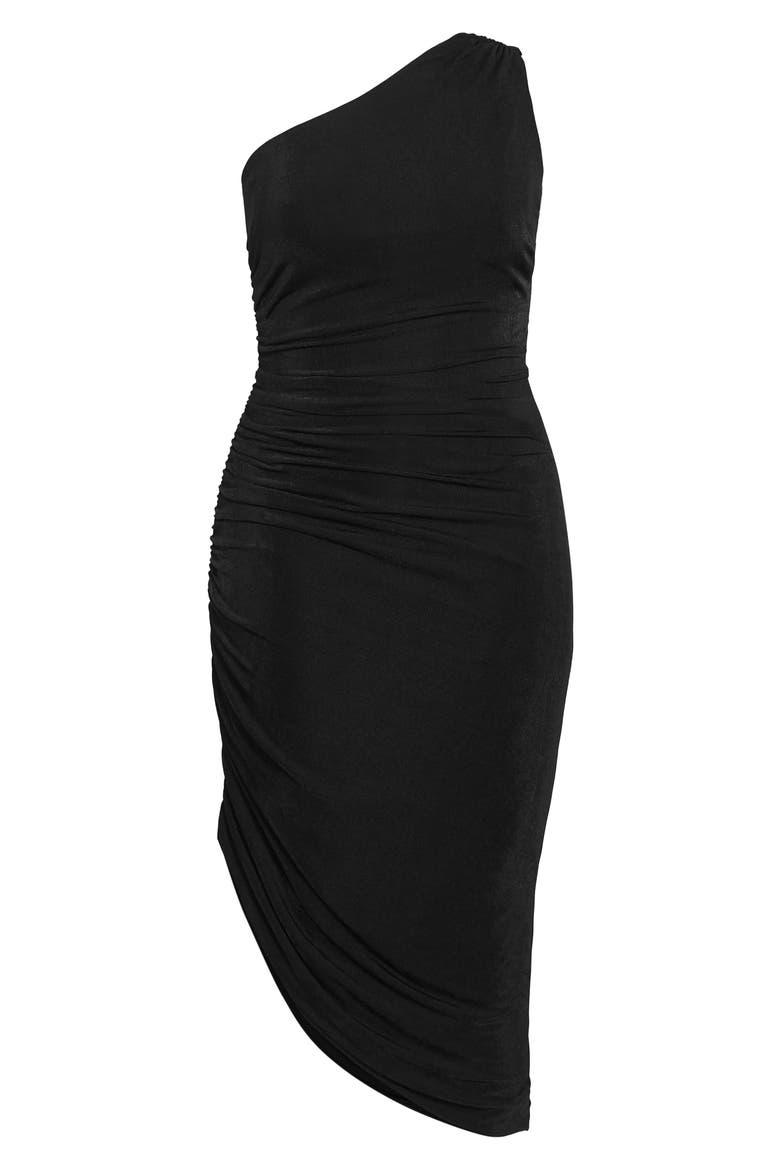 Slink Ruched One-Shoulder Body-Con Dress, Alternate, color, BLACK