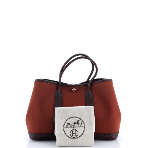 Pre-owned Hermes  Hermes Garden Party Tote Toile And Leather 30 In Red