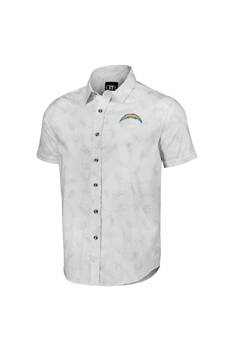 Men's NFL x Darius Rucker Collection by Fanatics White Los Angeles Chargers Woven Short Sleeve Button Up Shirt, Alternate, color, White