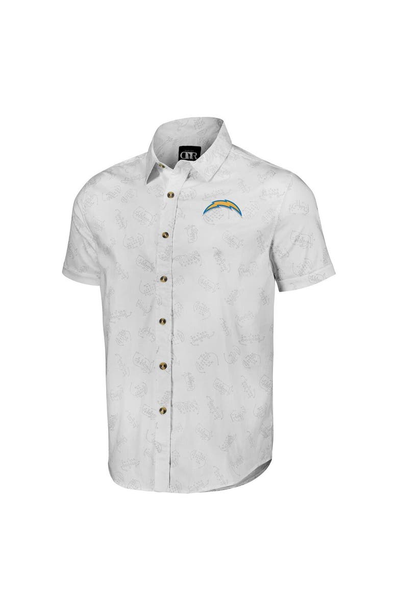 NFL X DARIUS RUCKER Men's NFL x Darius Rucker Collection by Fanatics White Los Angeles Chargers Woven Short Sleeve Button Up Shirt, Alternate, color, White