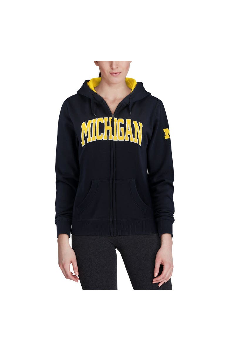 COLOSSEUM Women's Stadium Athletic Navy Michigan Wolverines Arched Name Full-Zip Hoodie, Alternate, color, Navy