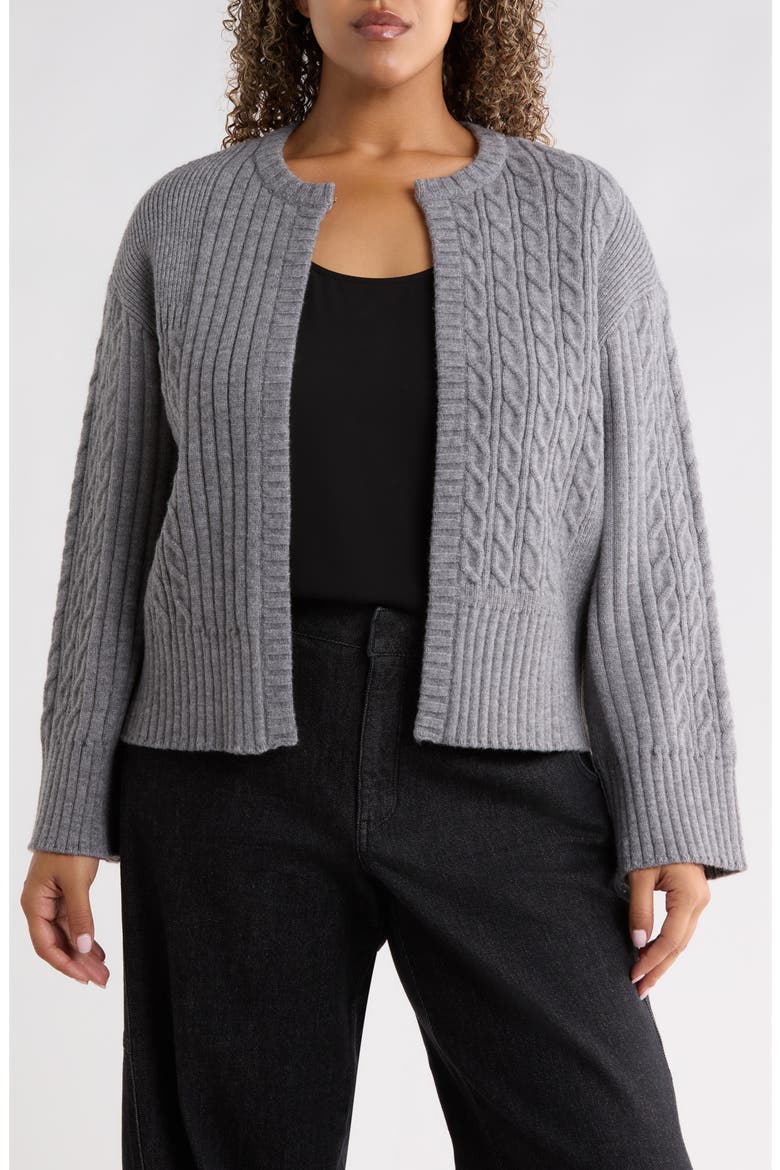 Cable Knit Cardigan, Main, color, GREY