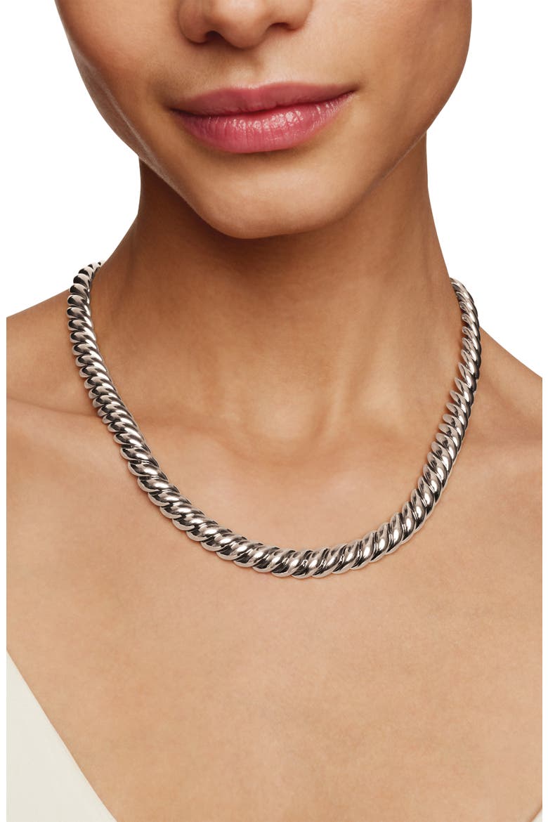 Sculpted Cable Necklace in Sterling Silver, Alternate, color, STERLING SILVER