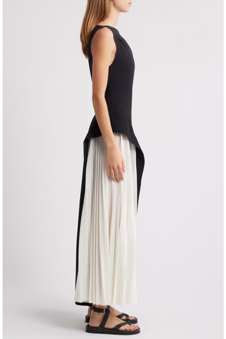 Sudden One-Shoulder Contrast Gown, Alternate, color, BLACK WITH IVORY