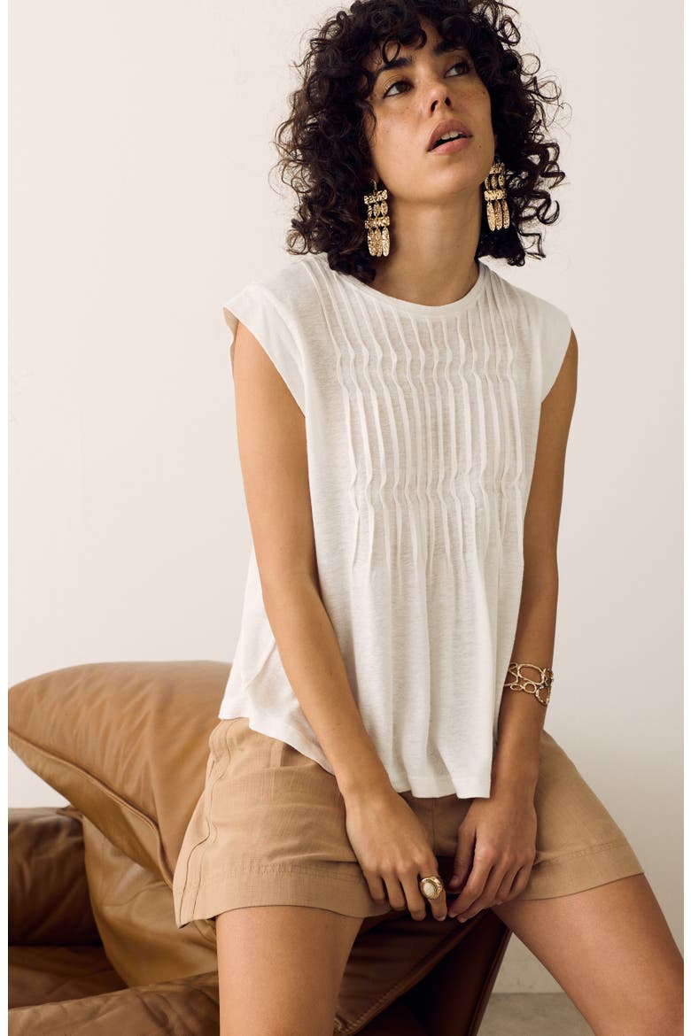 Pleat Detail Top, Alternate, color, SOFT WHITE