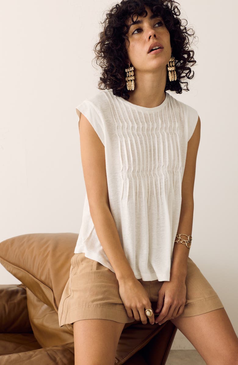 PER UNA BY M&S Pleat Detail Top, Alternate, color, Soft White
