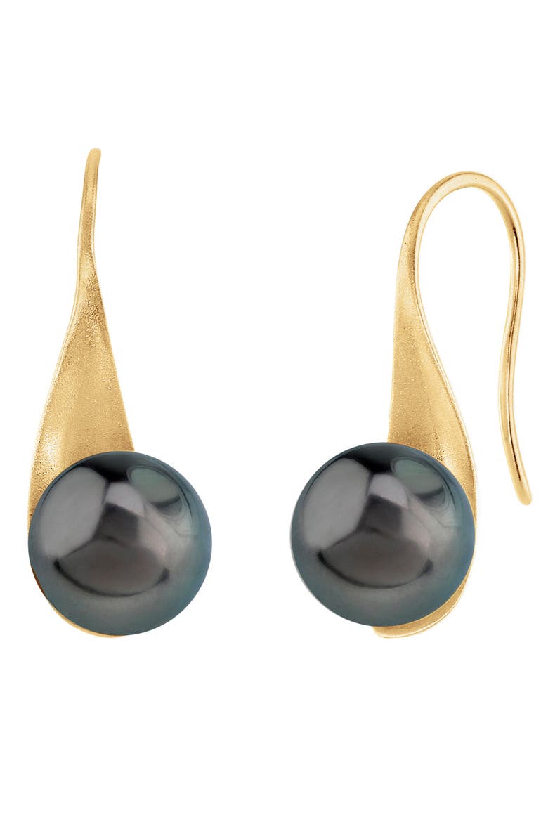 14K Tahitian South Sea Pearl Gaby Earrings, Main, color, Yellow Gold