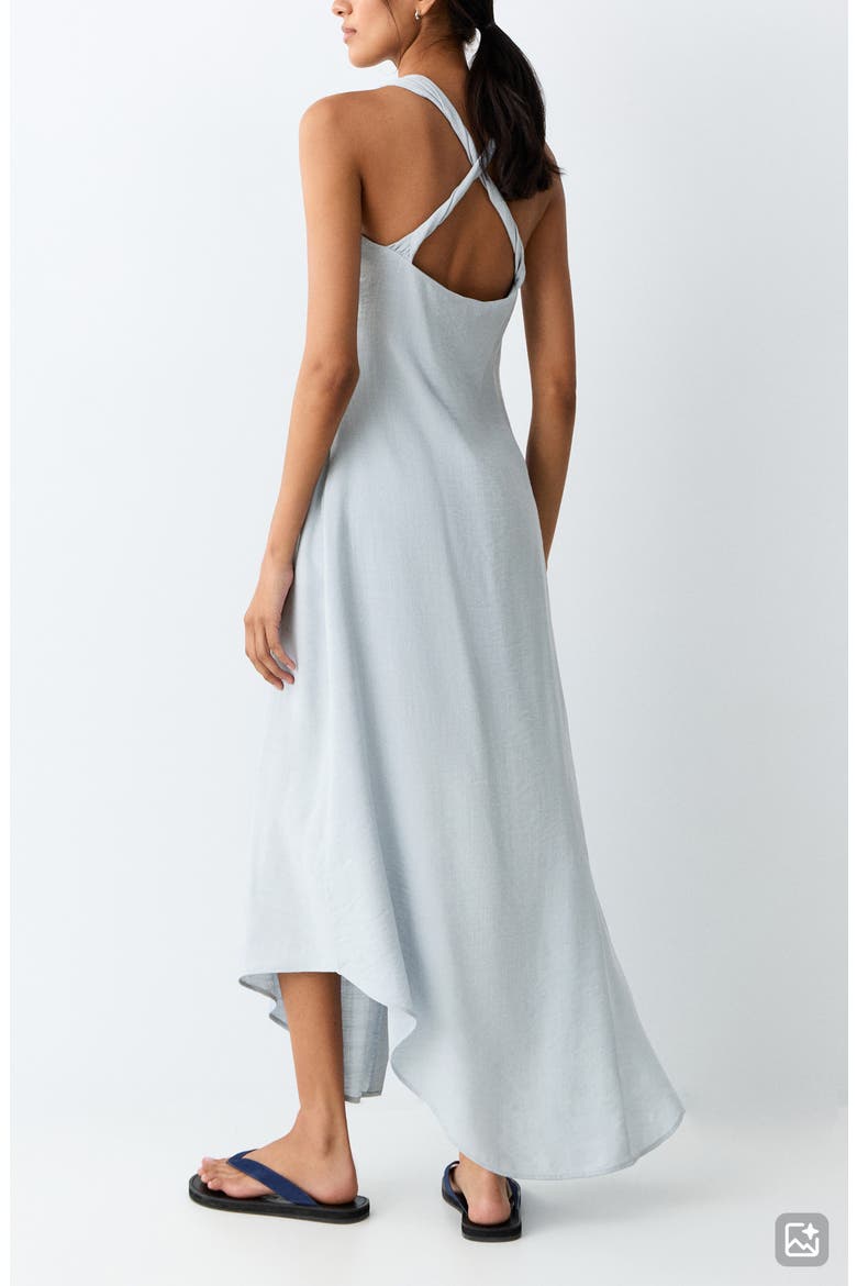Racerback Flowing Asymmetric Dress, Alternate, color, SKY BLUE
