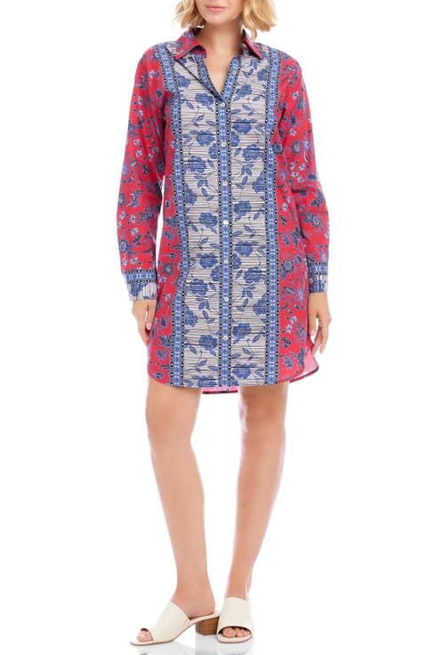 Floral Print Long Sleeve Shirtdress