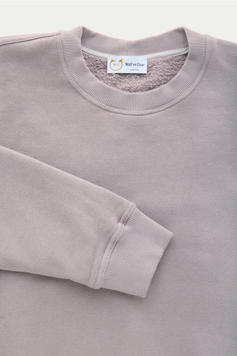 Cotton Fitted Crewneck Sweatshirt, Alternate, color, Gull Grey