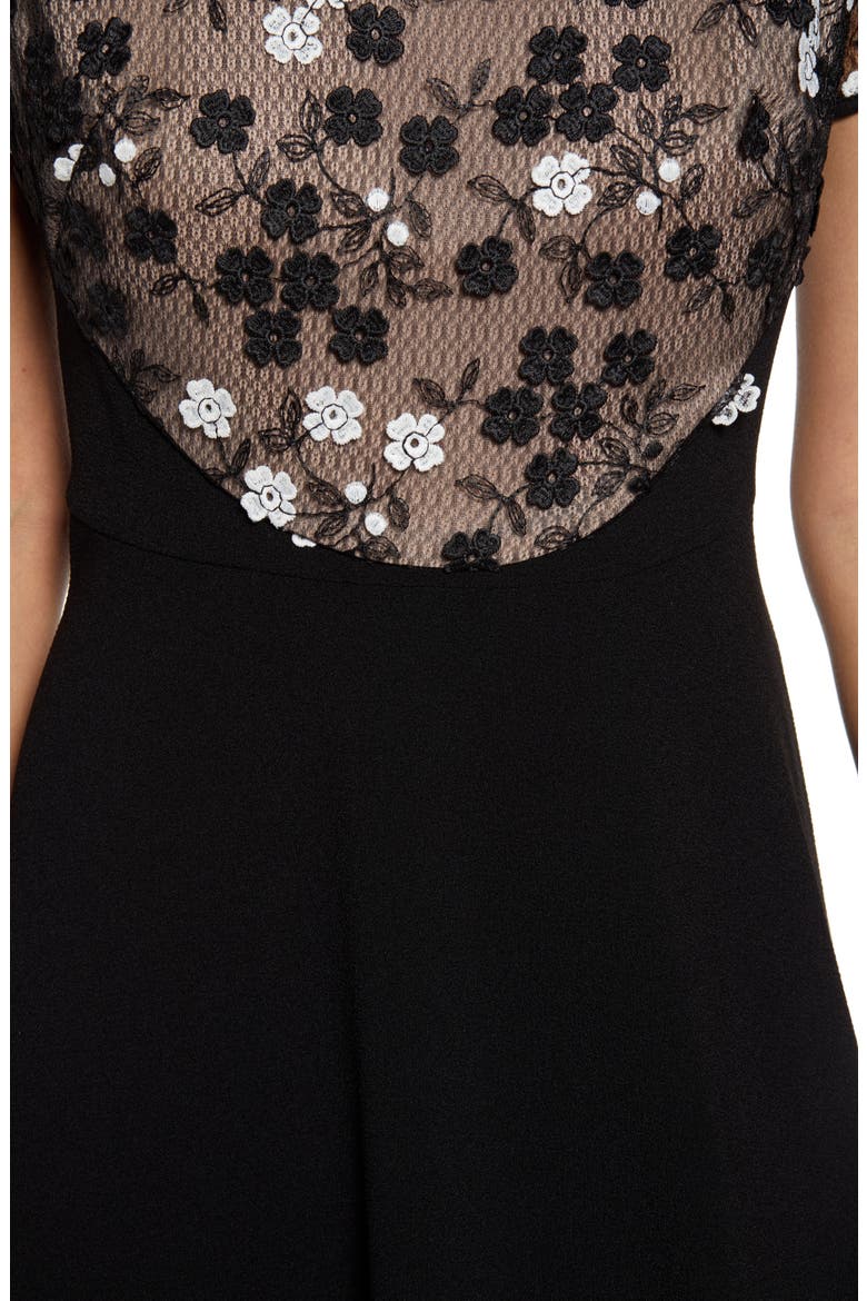 Lace Bodice Fit & Flare Dress, Alternate, color, BLACK/NUDE