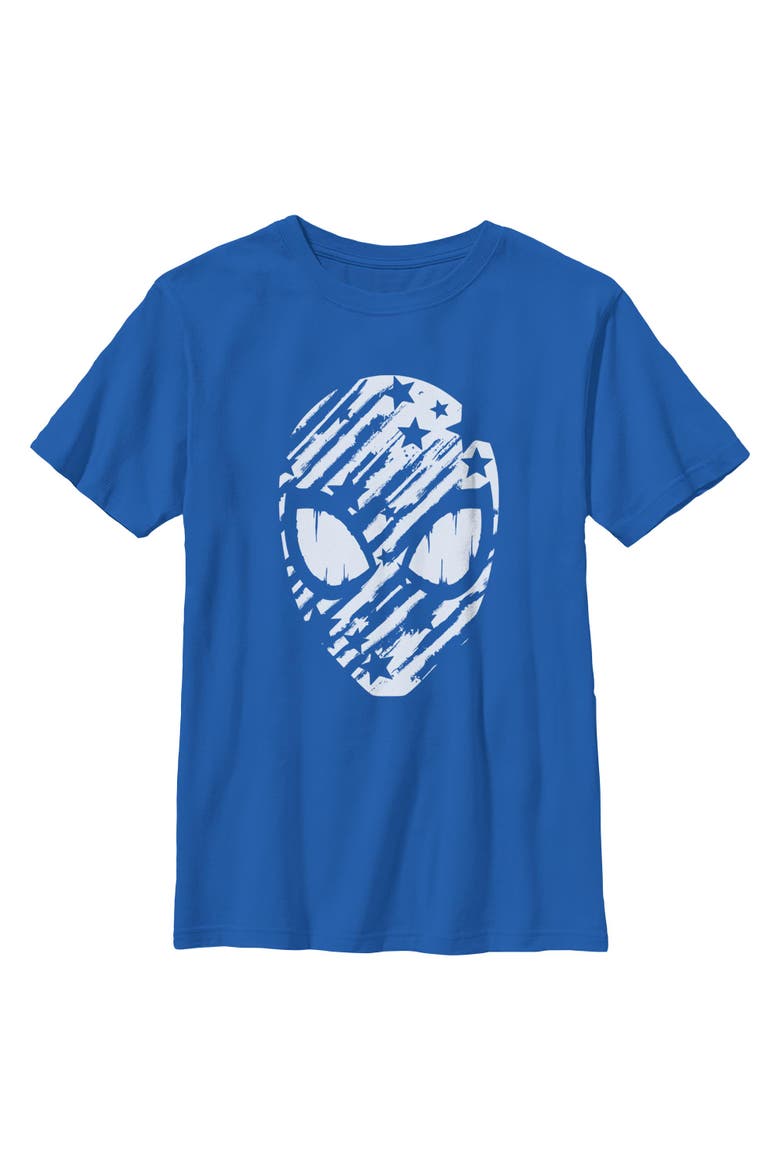 Boy's Marvel Spider-Man Stars and Stripes Mask  Graphic T-Shirt, Main, color, Royal Blue