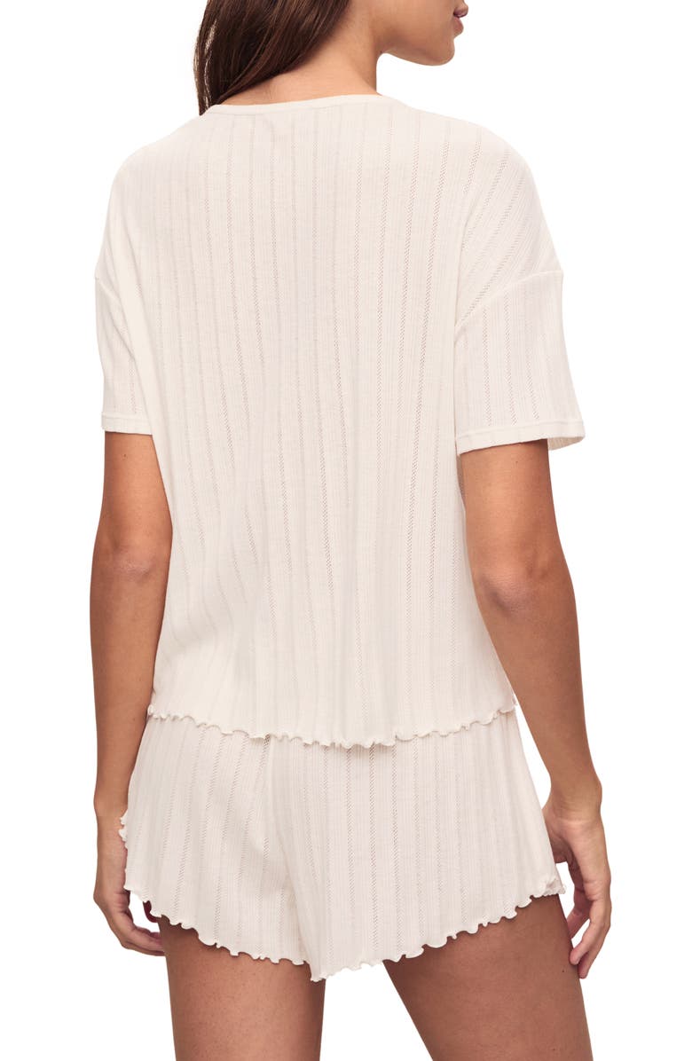 Eberjey Pointelle Rib Pajama Top, Alternate, color, Ivory