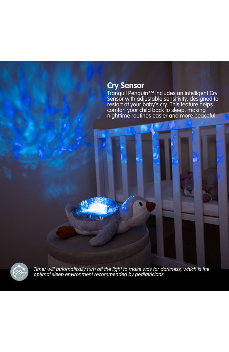 Cloud B Tranquil Penguin - Nightlight Projector toy & Soothing Sound Machine for Better Sleep, Alternate, color, Grey