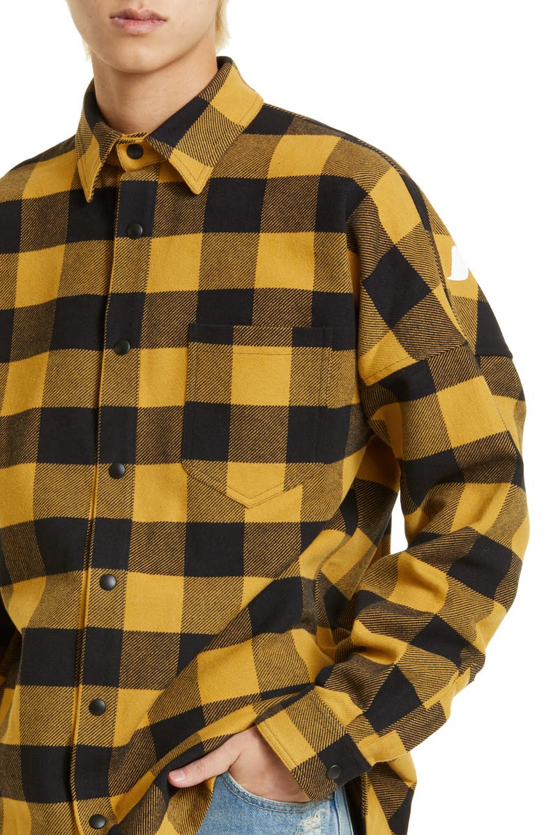 Palm Angels Oversize Buffalo Check Flannel Shirt Jacket, Alternate, color,