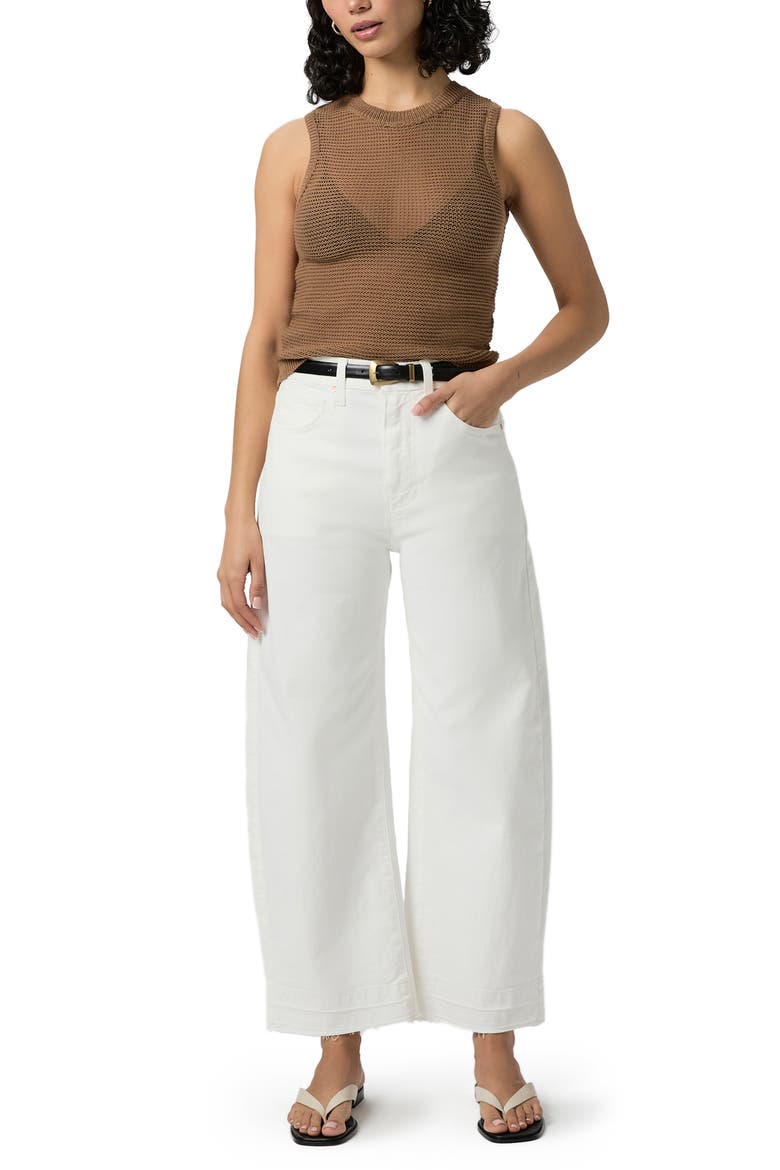 Arellia Ankle Barrel Leg Jeans, Alternate, color, TONAL ECRU WIDE UNDONE HEM