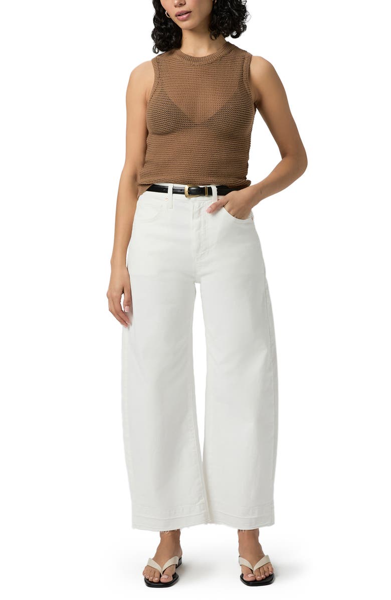 PAIGE Arellia Ankle Barrel Leg Jeans, Alternate, color, Tonal Ecru Wide Undone Hem