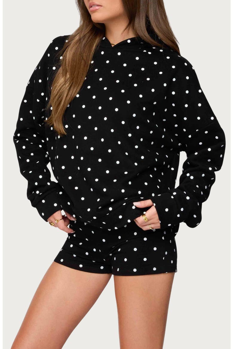 Chelsie Polka Dot Hoodie, Alternate, color, BLACK-AND-WHITE