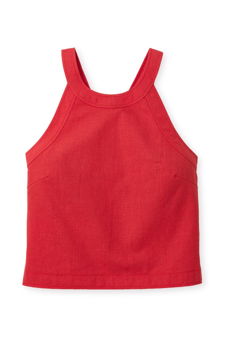 Brant Linen Tank, Main, color, Poppy