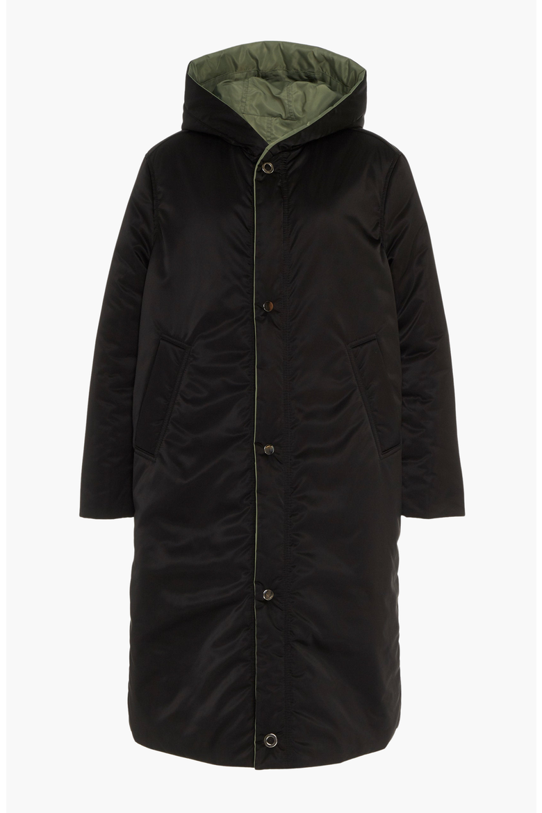 Reversible Satin Down Coat, Main, color, Black / Olive