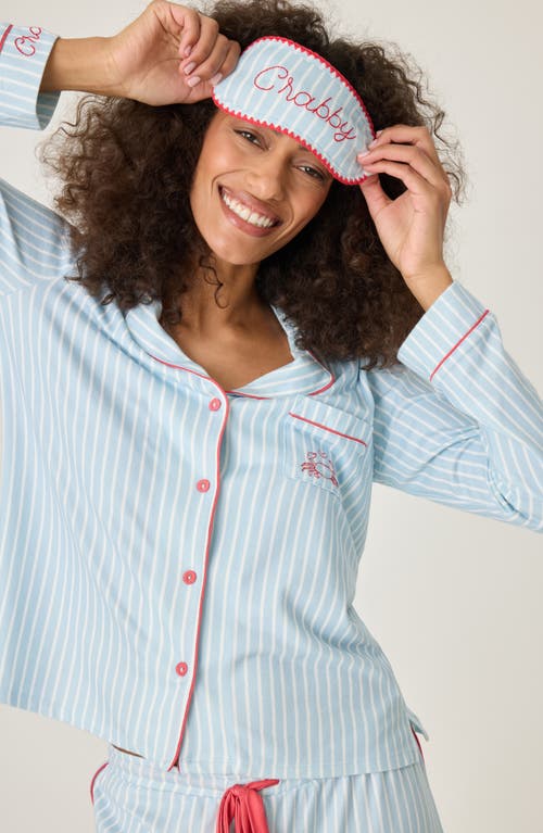 Pj Salvage Martime Pajamas With Sleep Mask In Blue Haze