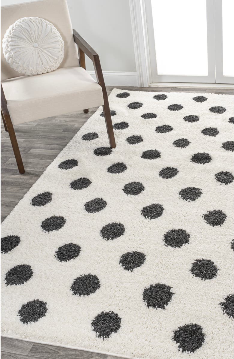JONATHAN Y Pere Modern Charcoal Dot Shag Area Rug, Alternate, color, White/Gray