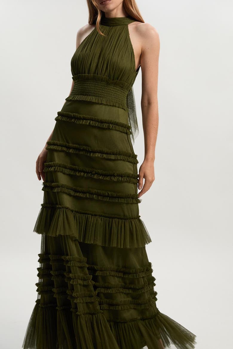 Tulle Layered Halter Neck Maxi Dress (Women) | Nordstrom
