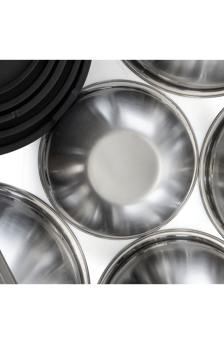 Megachef 5 Piece Multipurpose Stackable Mixing Bowl Set with Lids, Alternate, color, Silver