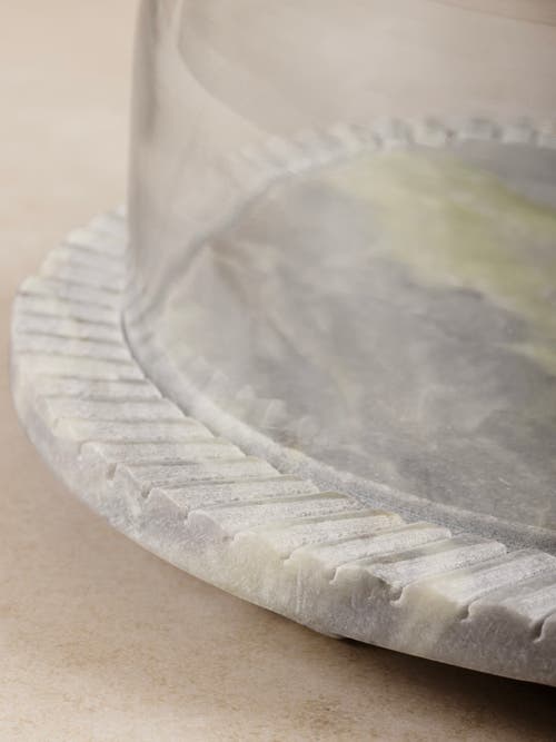 Gauri Kohli Blinq Green Onyx Serving Board With Cloche In Green