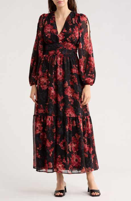 Chelsea28 Split Long Sleeve Tiered Dress