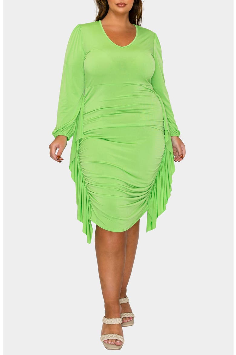 Nova Ruched Bodycon Dress, Main, color, LIME