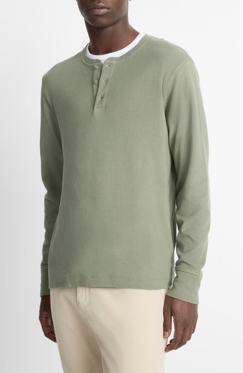 Vince Long Sleeve Pima Cotton Henley, Alternate, color, Broad Leaf