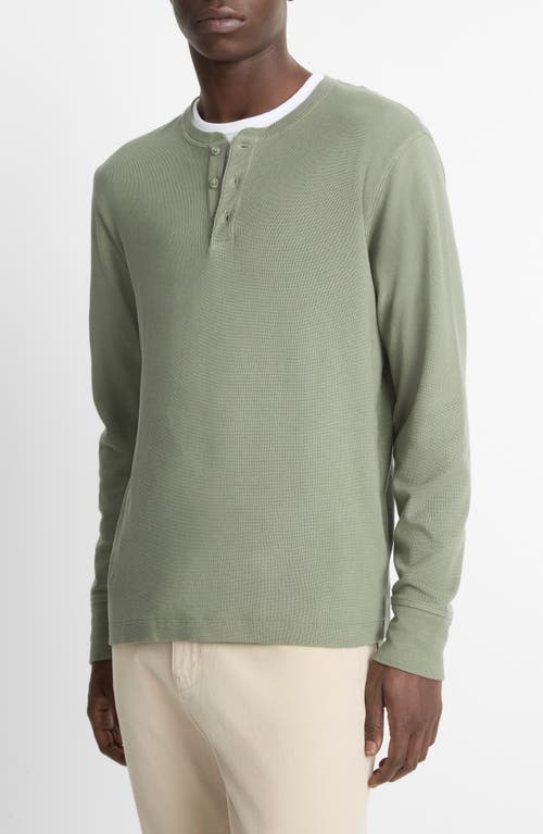 Vince Regular Fit Micro Waffle Henley In Green