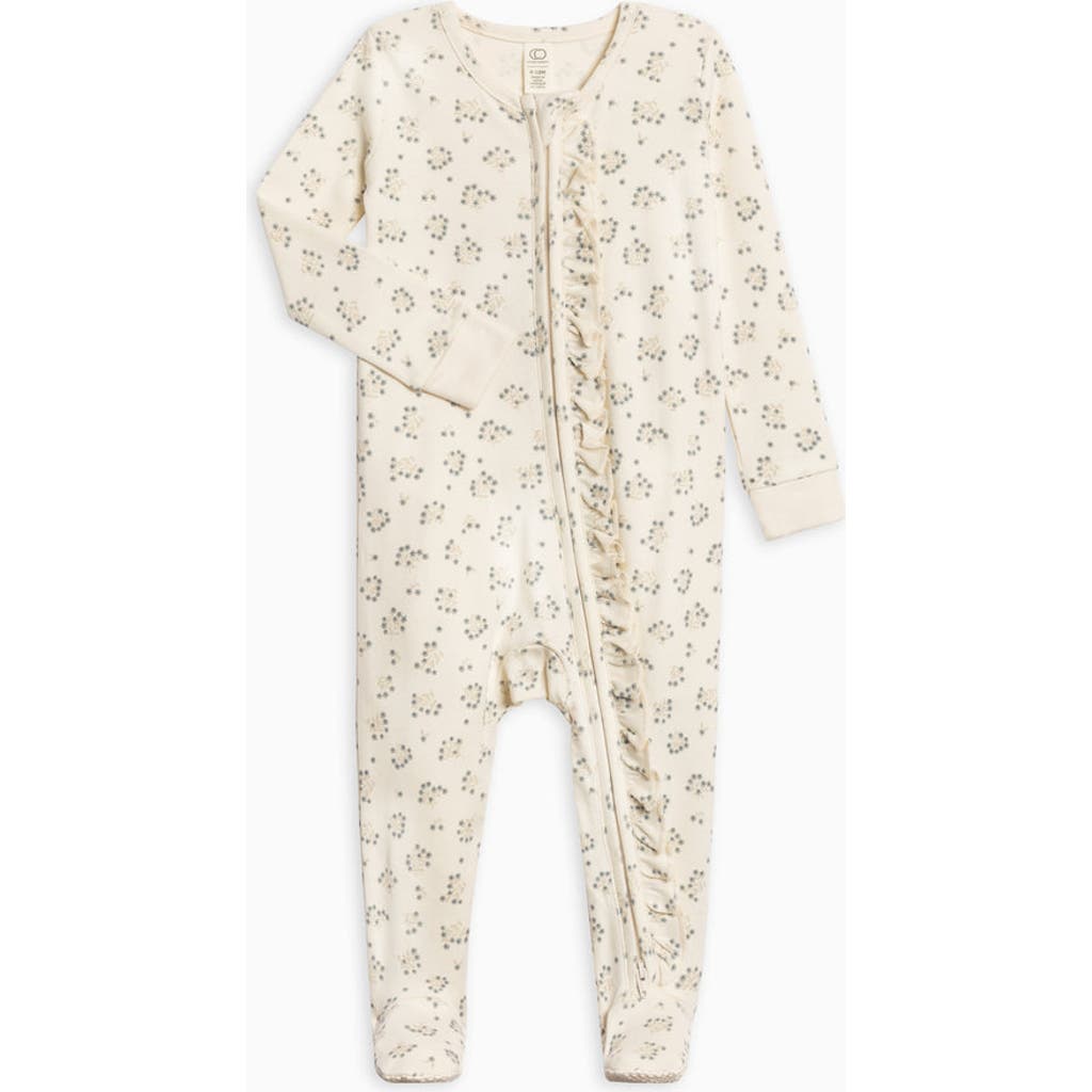 Colored Organics Organic Cotton Neve Ruffle Zipper Sleeper In Neutral