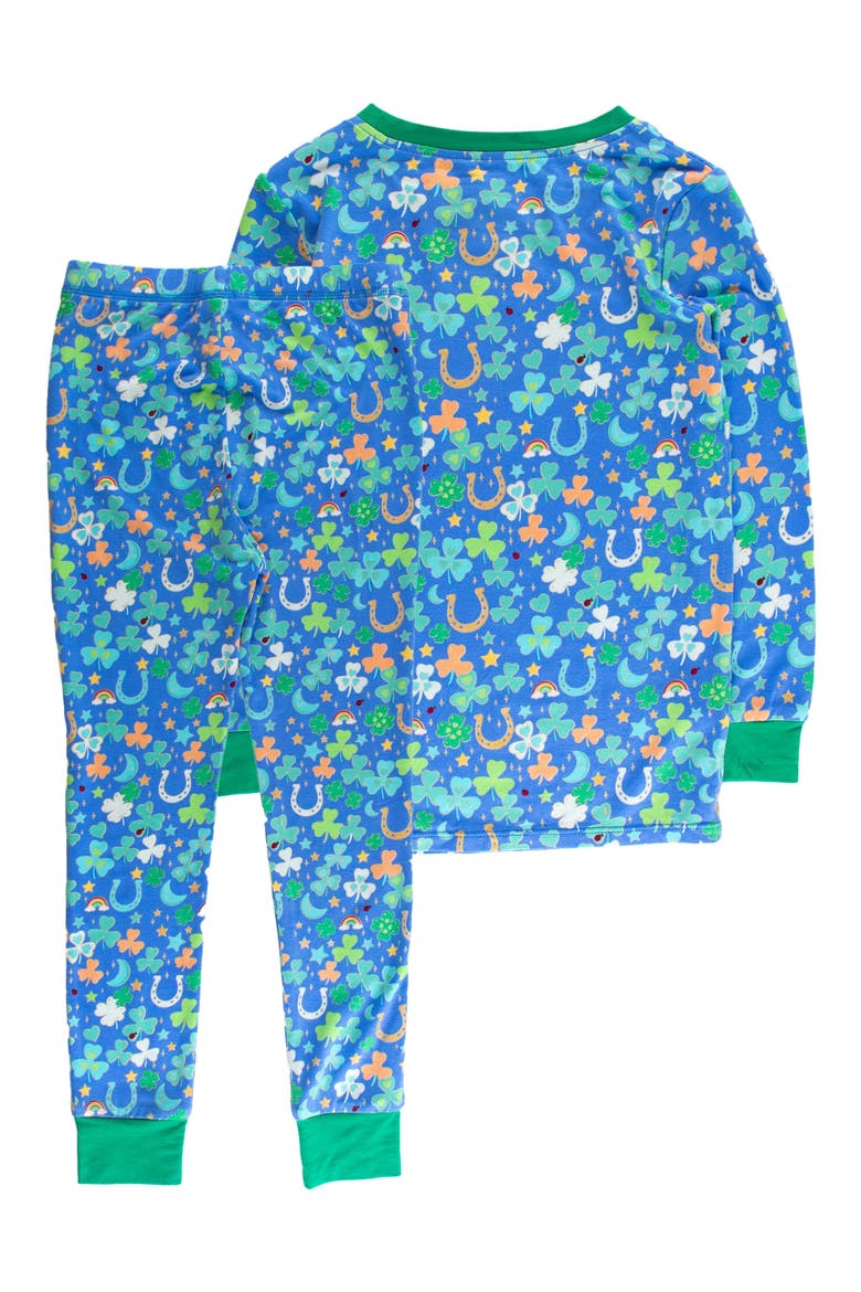 Lucky Day Fitted Two-Piece Pajamas, Alternate, color, BLUE