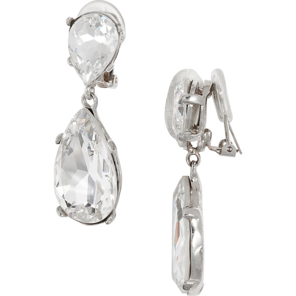 Kenneth Jay Lane Crystal Teardrop Clip Earrings In Metallic