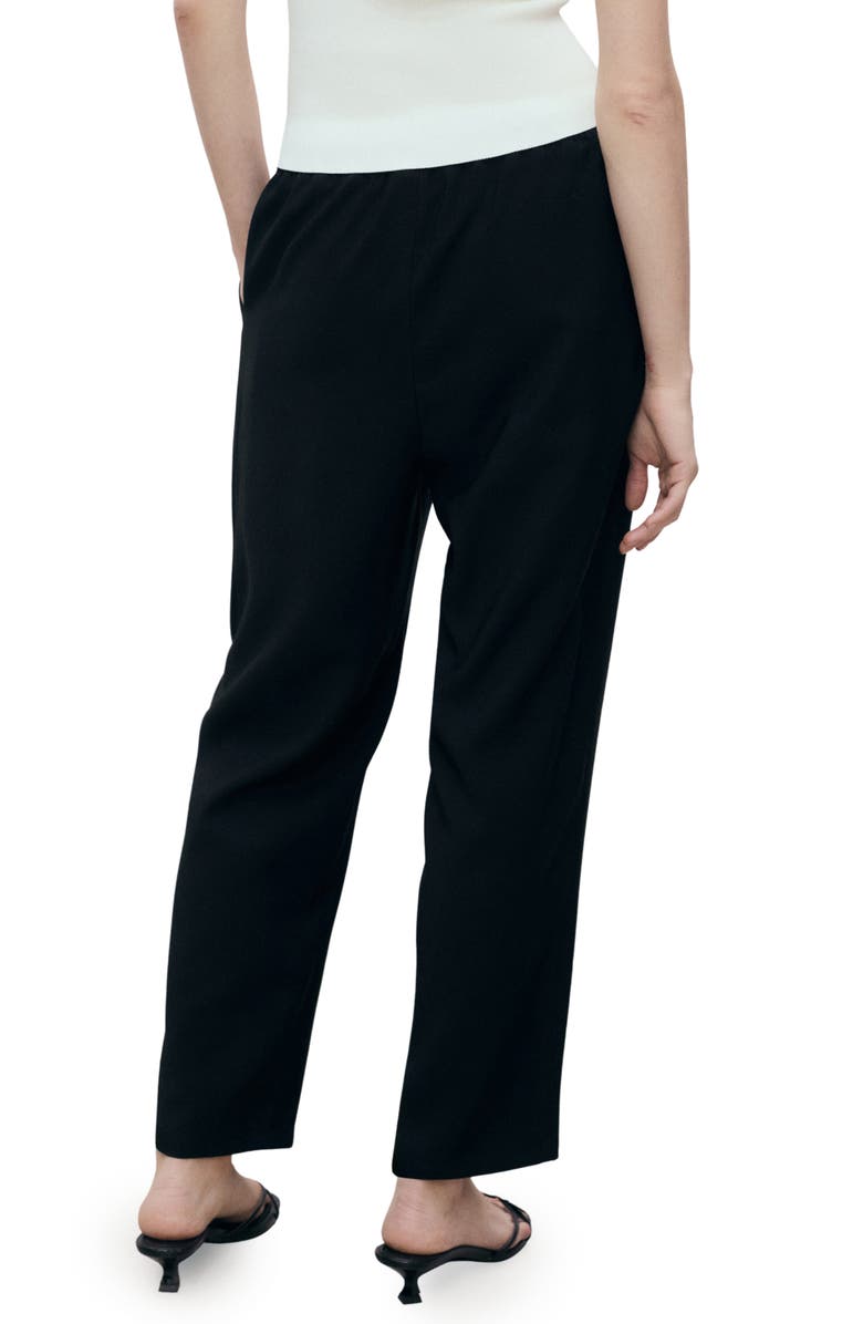 MANGO Flowy Drawstring Pants, Alternate, color, Black