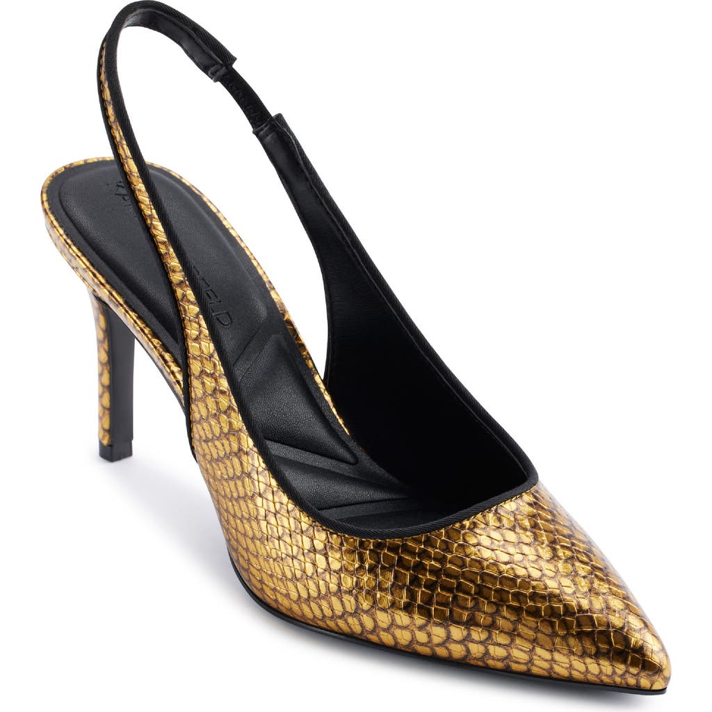 Shop Karl Lagerfeld Paris Rosalyn Slingback Pointed Toe Pump In Gold/black