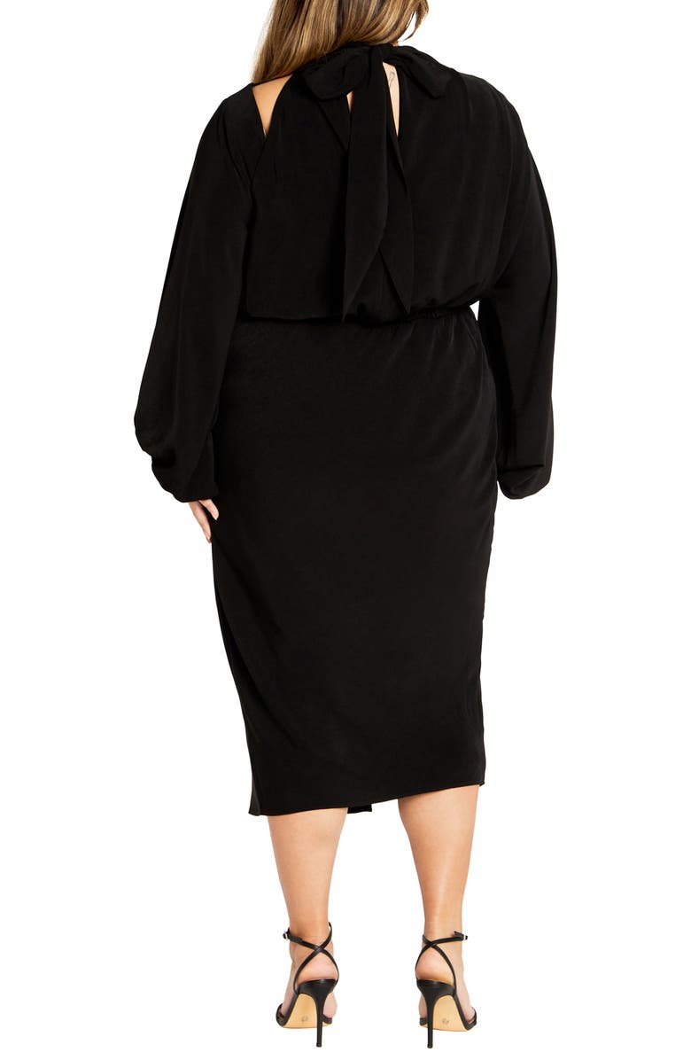 City Chic Jaylee Shoulder Cutout Long Sleeve Dress, Alternate, color, Black