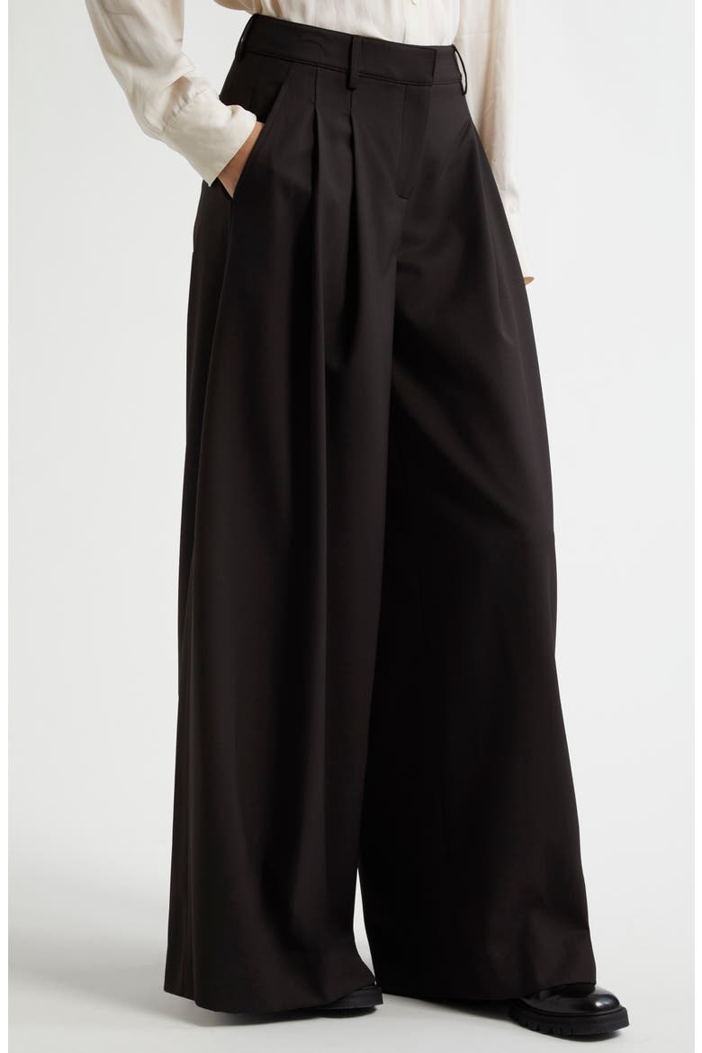 New Didi Wide Leg Stretch Wool Pants, Alternate, color, CHOCOLATE