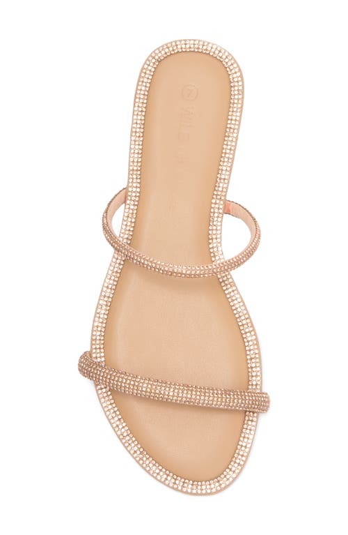 Wild Diva Lounge Roo Rhinestone Slide Sandal In Beige
