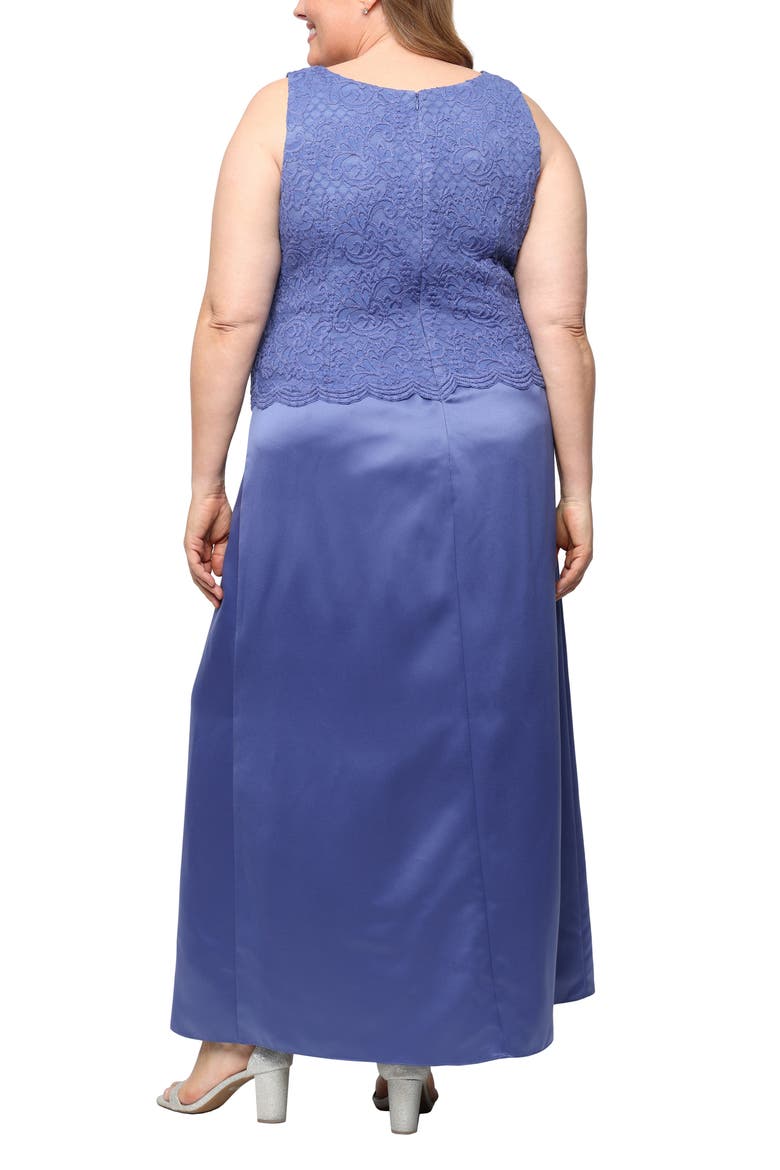 Embroidered Lace Mock Two-Piece Gown with Jacket, Alternate, color, CORNFLOWER