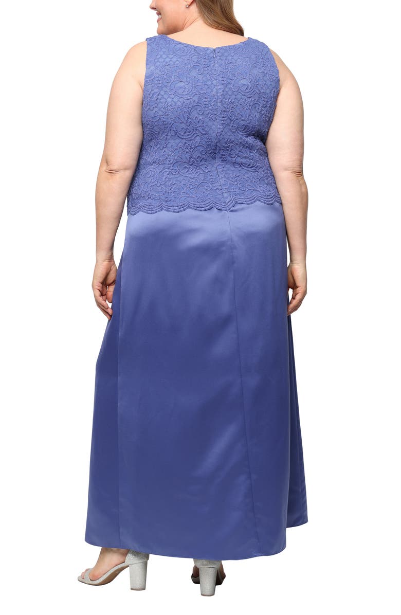 Alex Evenings Embroidered Lace Mock Two-Piece Gown with Jacket, Alternate, color, Cornflower
